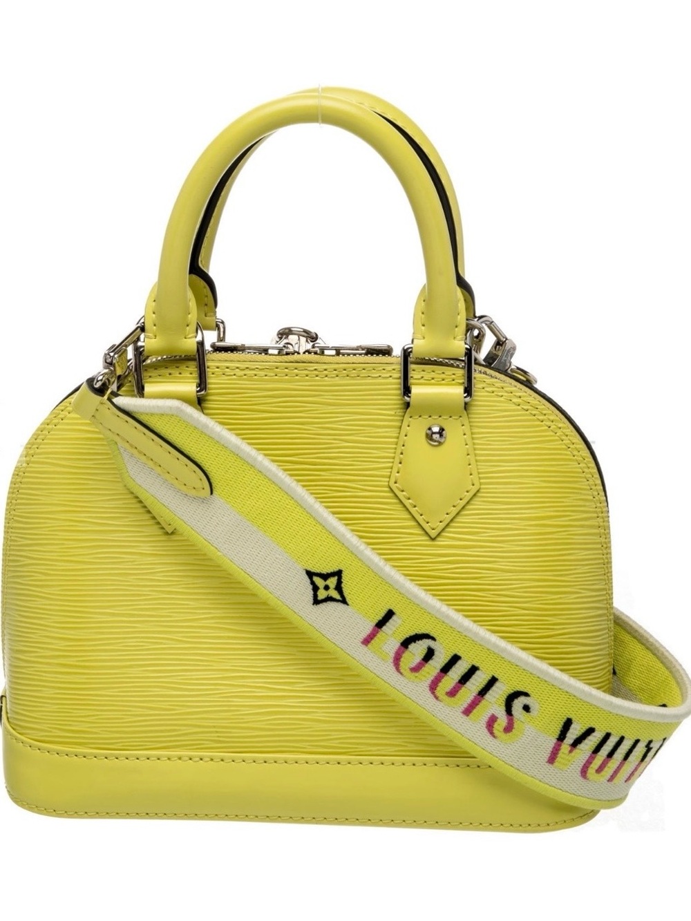 Louis Vuitton Yellow Epi Alma Satchel with Branded Canvas Strap